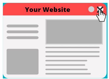 Close the browser and Exit the website cause bounce rate