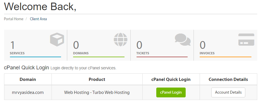 Cpanel of A2 Hosting