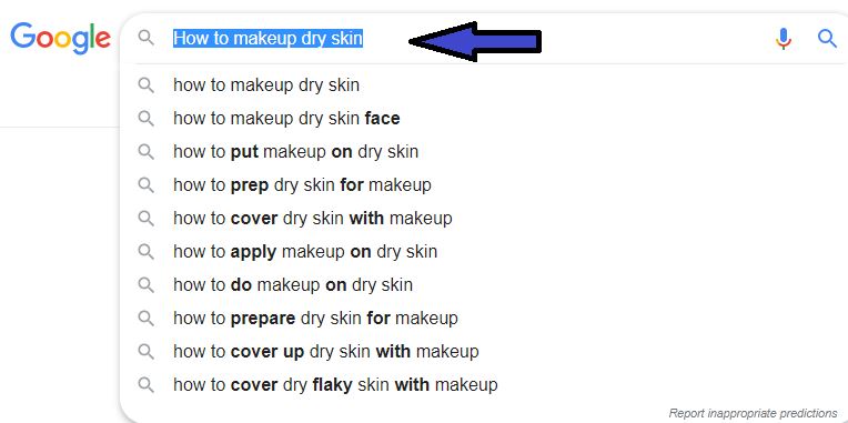 Google suggesstions on Cosmetic and Haircare