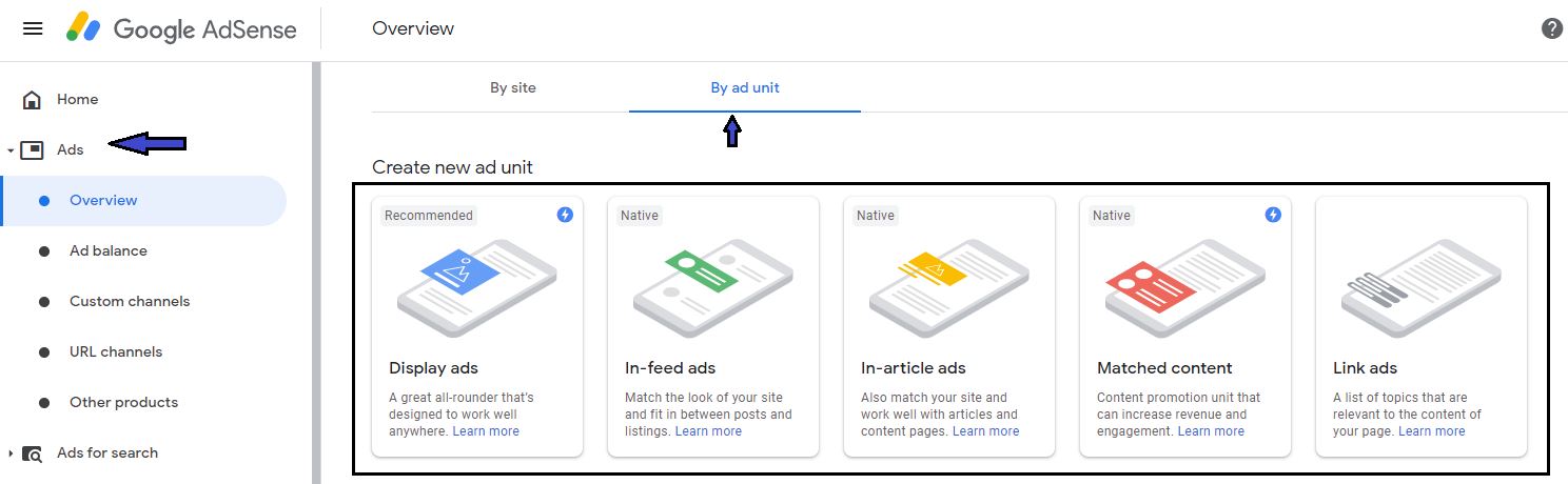 How to create Google adsense ad unit
