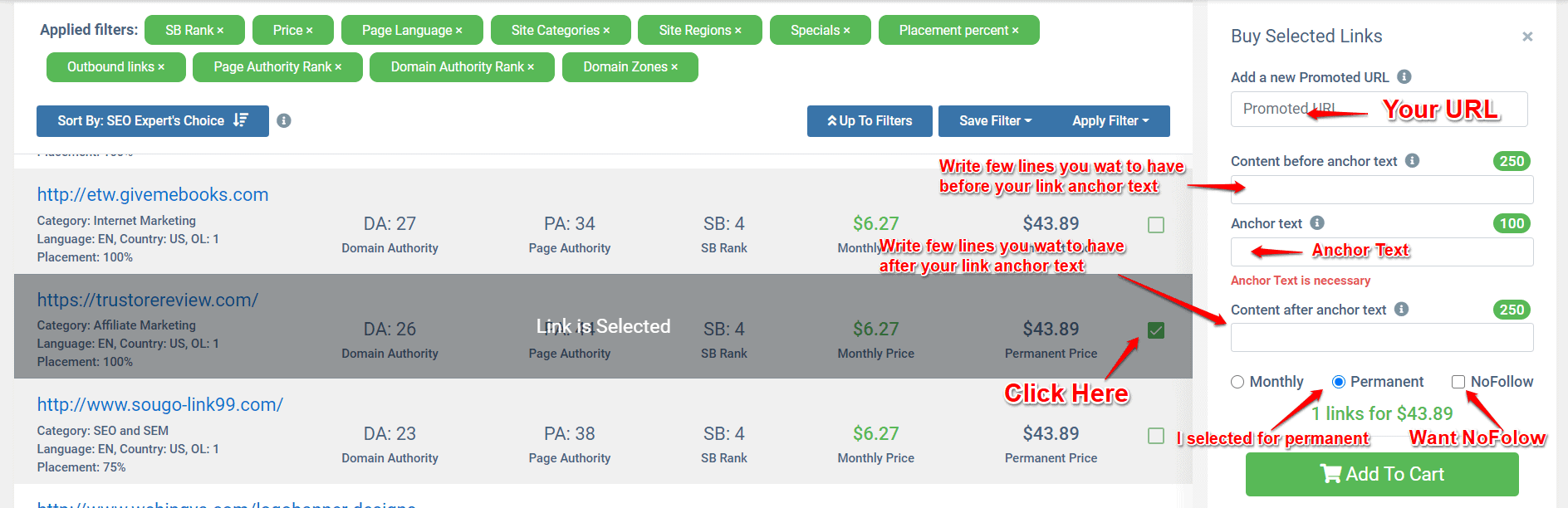 Buy Backlinks and palce order in linksmanagement