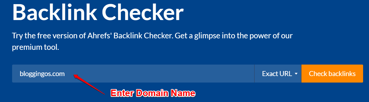 Free backlink checker by Ahref