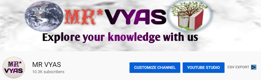 Mrvyas YouTube Channel Mrvyas YouTube Channel