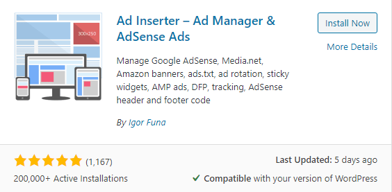 Wordpress auto ads insertor free plugin