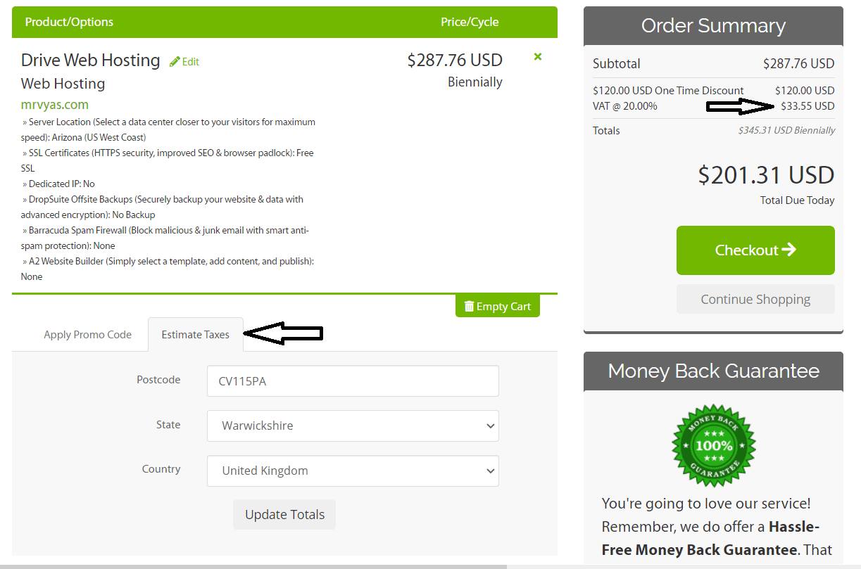 Total Amount to Pay for Drive Hosting