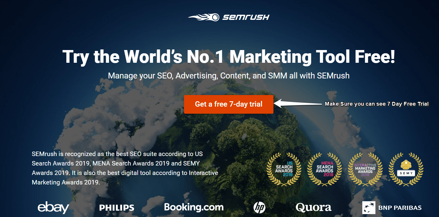 SEMRush 7 Day Free Trial